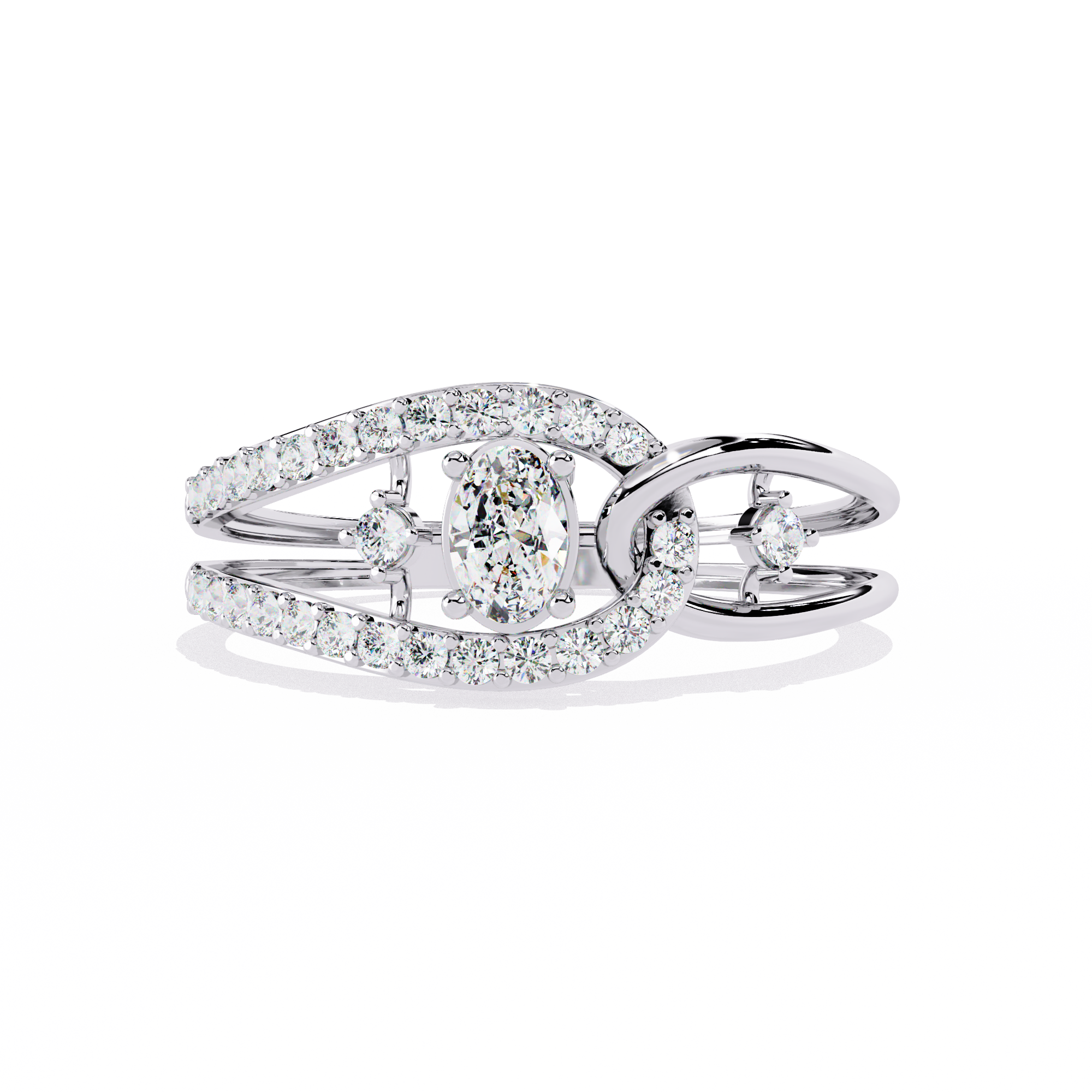 Solitairekart-0.34 CT Lab Grown Oval Diamond Link Halo Ring